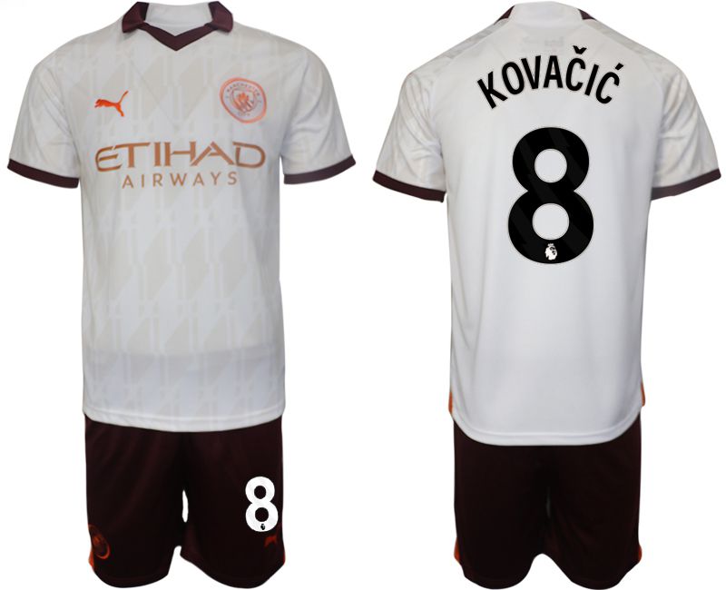 Men 2023-2024 Club Manchester City away white #8 Soccer Jersey->customized soccer jersey->Custom Jersey